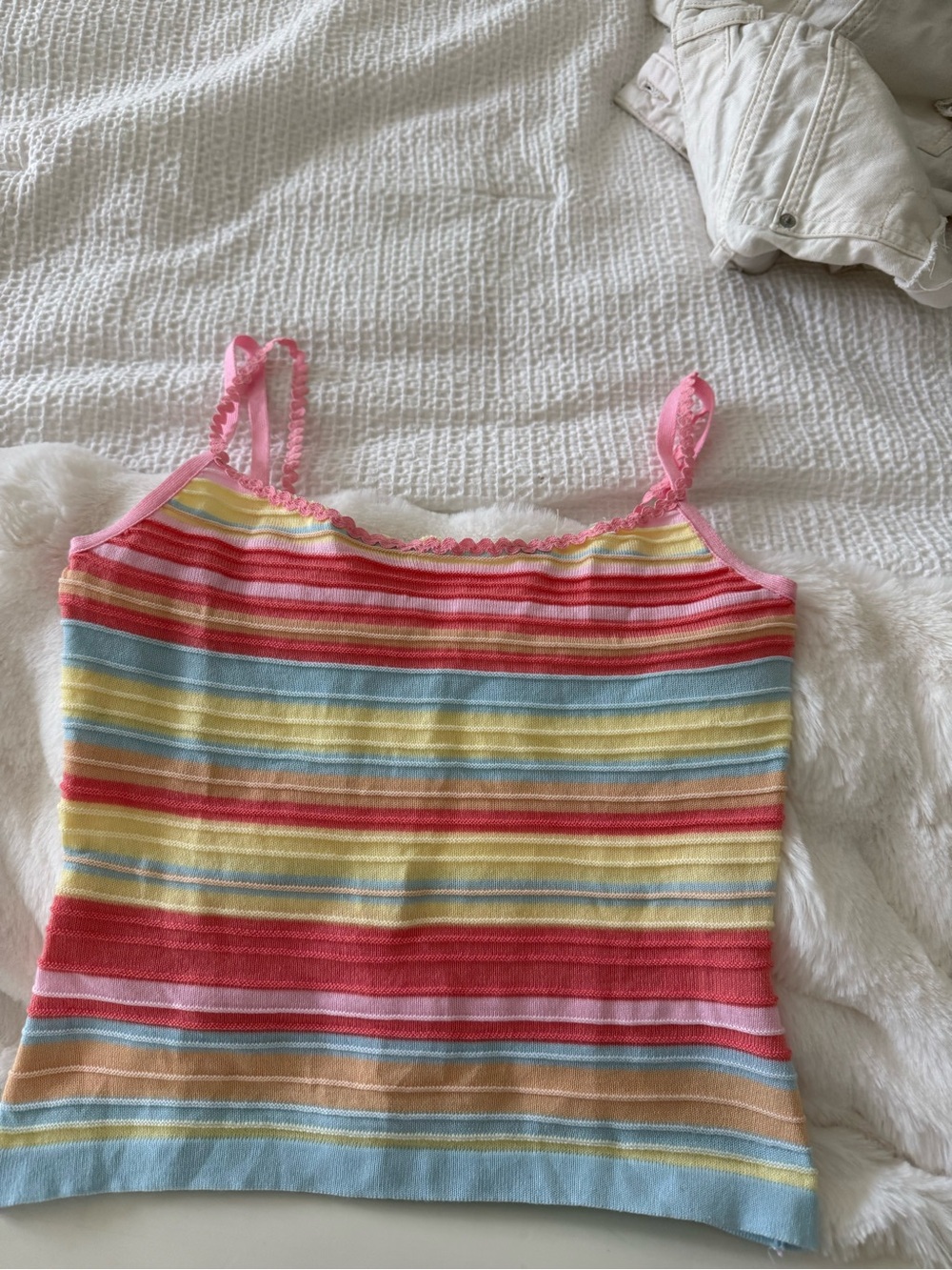 Amazon Striped Knit Camisole in Pink Multi-Color